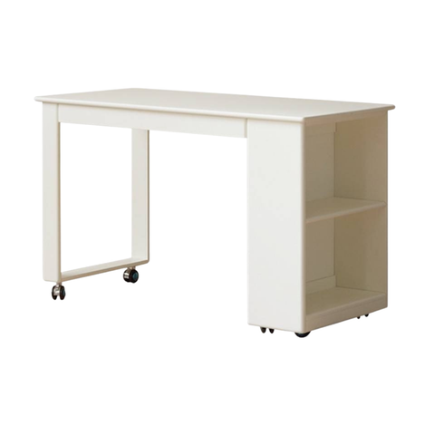 Beech Solid Wood Kids Desk with Movable Storage Natural Finish Study Table with Pulleys