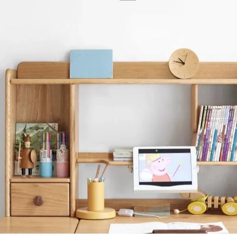 Oak & Beech Solid Wood Bookshelf Natural Finish Versatile Desktop Storage Shelf for Home & Office