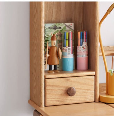 Oak & Beech Solid Wood Bookshelf Natural Finish Versatile Desktop Storage Shelf for Home & Office
