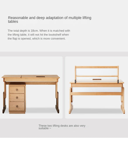 Oak & Beech Solid Wood Bookshelf Natural Finish Versatile Desktop Storage Shelf for Home & Office