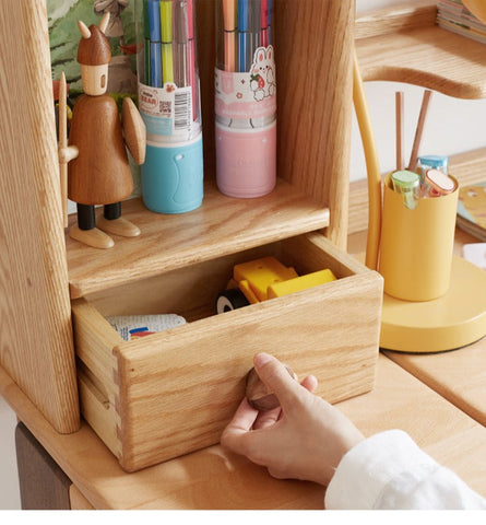 Oak & Beech Solid Wood Bookshelf Natural Finish Versatile Desktop Storage Shelf for Home & Office