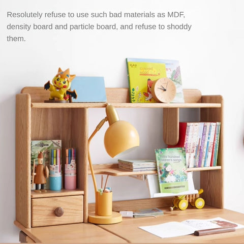 Oak & Beech Solid Wood Bookshelf Natural Finish Versatile Desktop Storage Shelf for Home & Office
