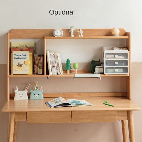 Oak & Beech Solid Wood Bookshelf Natural Finish Versatile Desktop Storage Shelf for Home & Office