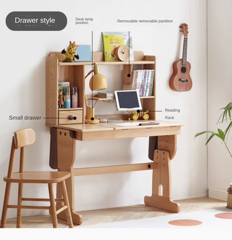 Oak & Beech Solid Wood Bookshelf Natural Finish Versatile Desktop Storage Shelf for Home & Office