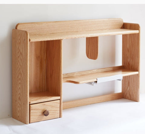 Oak & Beech Solid Wood Bookshelf Natural Finish Versatile Desktop Storage Shelf for Home & Office