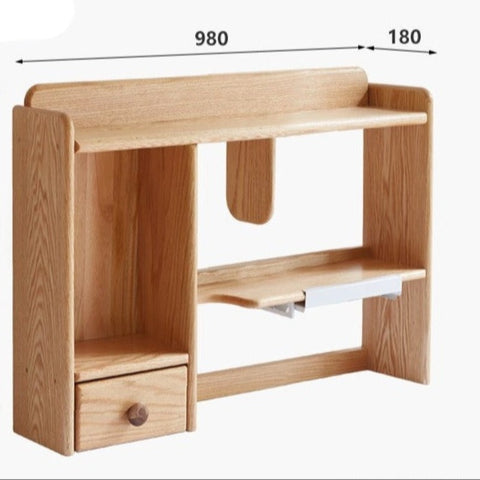 Oak & Beech Solid Wood Bookshelf Natural Finish Versatile Desktop Storage Shelf for Home & Office