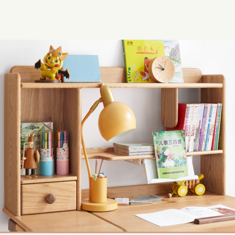 Oak & Beech Solid Wood Bookshelf Natural Finish Versatile Desktop Storage Shelf for Home & Office