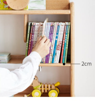 Oak & Beech Solid Wood Bookshelf Natural Finish Versatile Desktop Storage Shelf for Home & Office