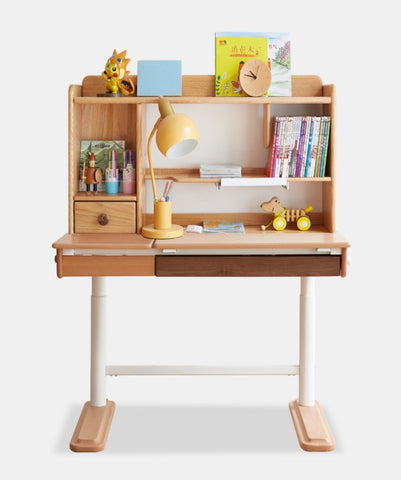 Oak & Beech Solid Wood Bookshelf Natural Finish Versatile Desktop Storage Shelf for Home & Office