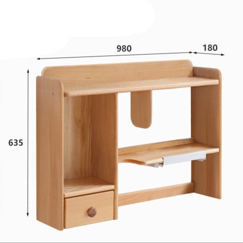 Oak & Beech Solid Wood Bookshelf Natural Finish Versatile Desktop Storage Shelf for Home & Office