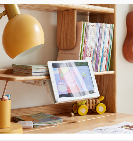 Oak & Beech Solid Wood Bookshelf Natural Finish Versatile Desktop Storage Shelf for Home & Office