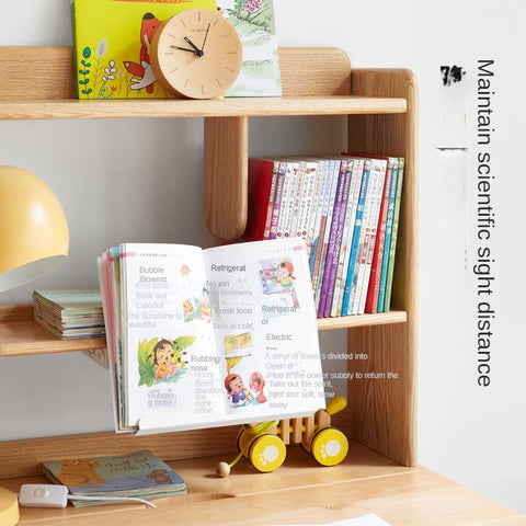 Oak & Beech Solid Wood Bookshelf Natural Finish Versatile Desktop Storage Shelf for Home & Office