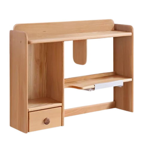 Oak & Beech Solid Wood Bookshelf Natural Finish Versatile Desktop Storage Shelf for Home & Office