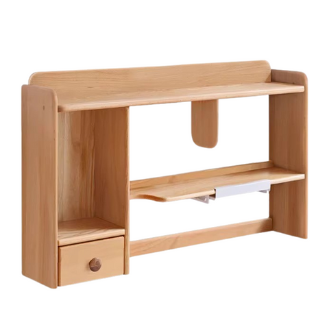 Oak & Beech Solid Wood Bookshelf Natural Finish Versatile Desktop Storage Shelf for Home & Office