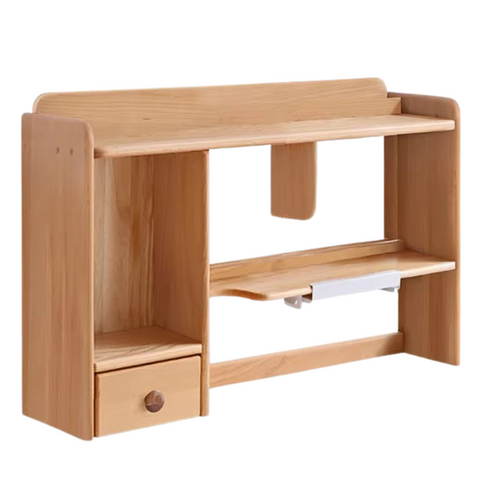 Oak & Beech Solid Wood Bookshelf Natural Finish Versatile Desktop Storage Shelf for Home & Office