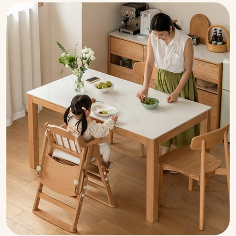 Beech Solid Wood Adjustable Baby Dining Chair Natural Finish Foldable & Safe Child Seat
