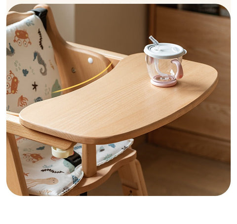 Beech Solid Wood Adjustable Baby Dining Chair Natural Finish Foldable & Safe Child Seat