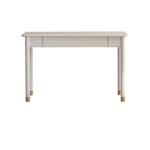 Poplar Solid Wood & Rubberwood Childrens Elevated Desk Cream White Drawer Study Table with Adjustable Height