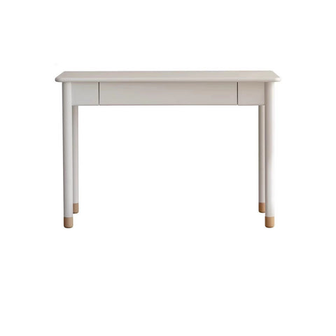 Poplar Solid Wood & Rubberwood Childrens Elevated Desk Cream White Drawer Study Table with Adjustable Height