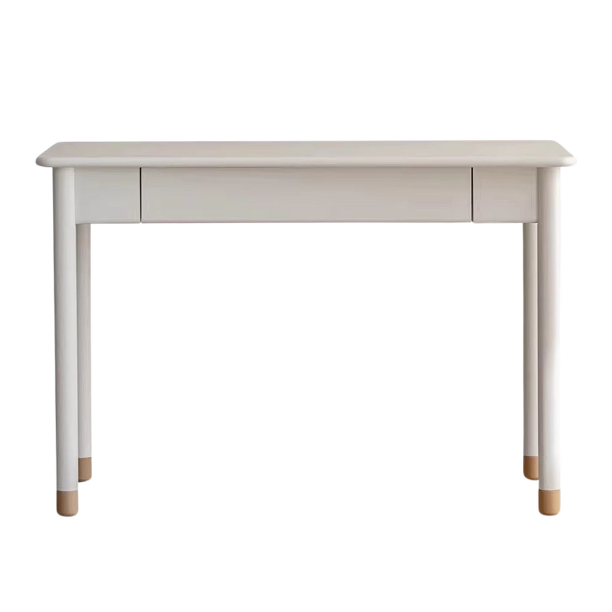 Poplar Solid Wood & Rubberwood Childrens Elevated Desk Cream White Drawer Study Table with Adjustable Height