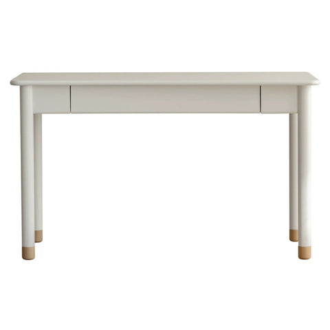 Poplar Solid Wood & Rubberwood Childrens Elevated Desk Cream White Drawer Study Table with Adjustable Height