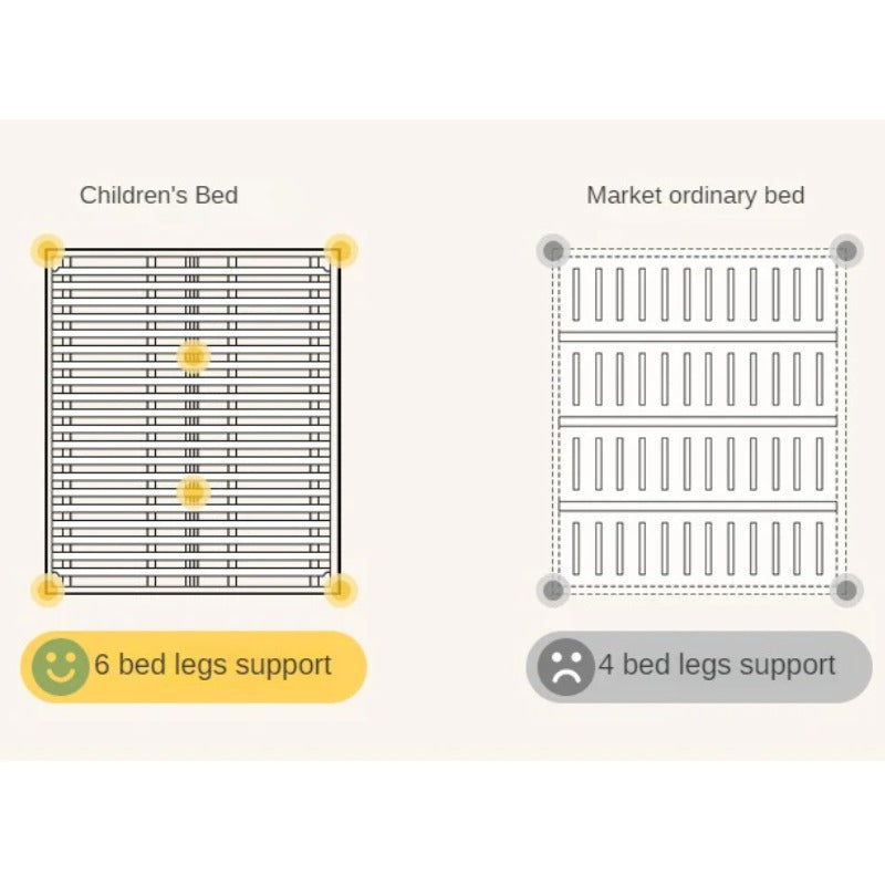 Beech solid wood children's guardrail bed with light