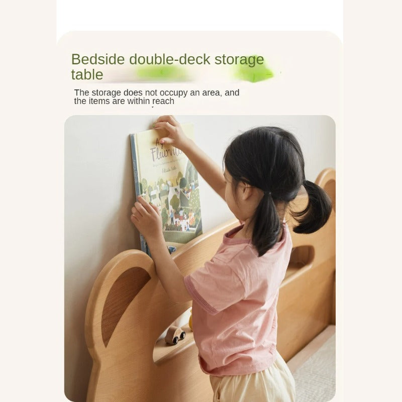 Beech solid wood children's guardrail bed with light