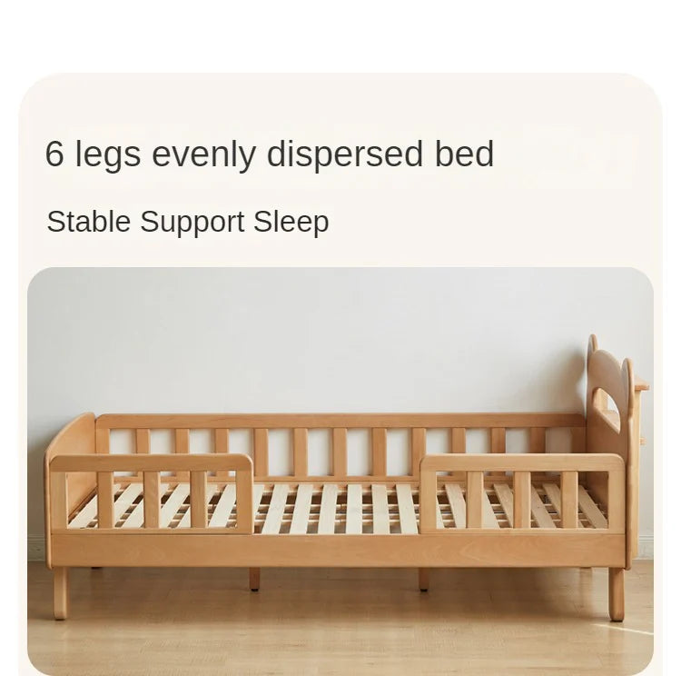 Beech solid wood children's guardrail bed with light