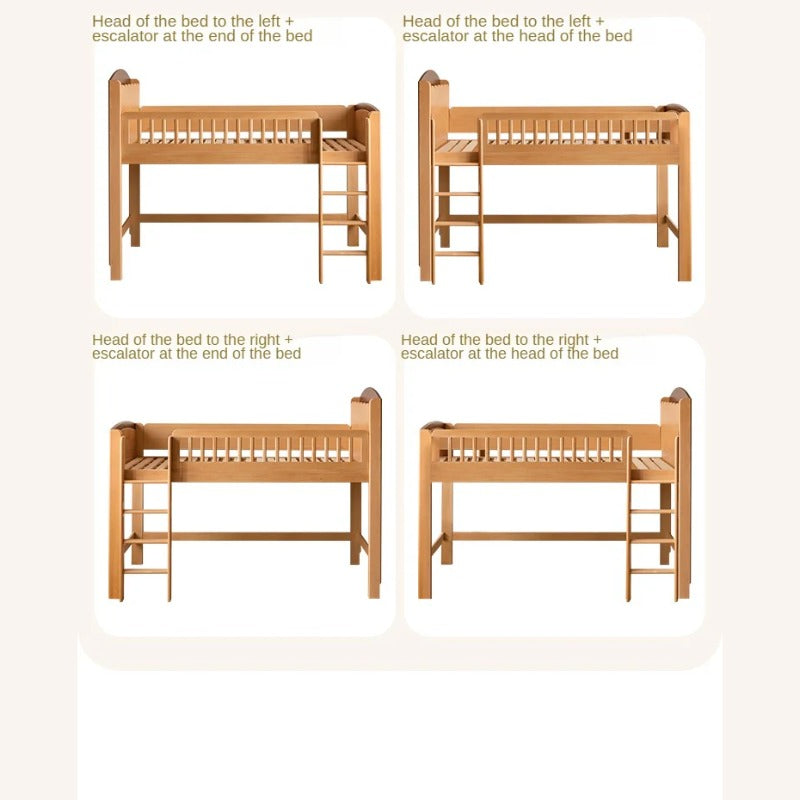 Beech Solid Wood Children's with Light Guardrail Bed