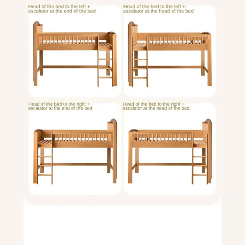 Beech Solid Wood Children's with Light Guardrail Bed