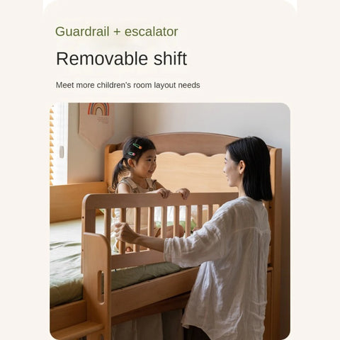 Beech Solid Wood Children's with Light Guardrail Bed