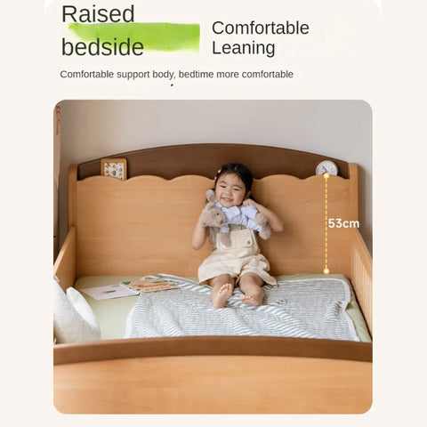 Beech Solid Wood Children's with Light Guardrail Bed