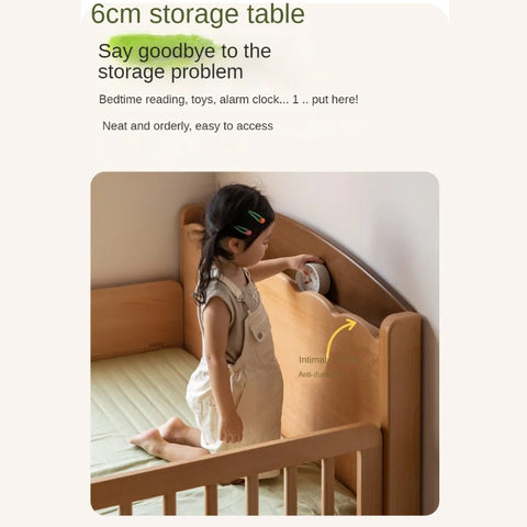 Beech Solid Wood Children's with Light Guardrail Bed