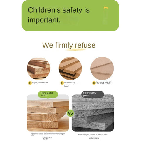 Beech Solid Wood Children's with Light Guardrail Bed