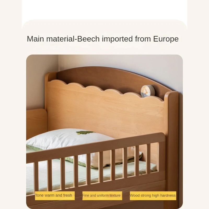 Beech Solid Wood Children's with Light Guardrail Bed