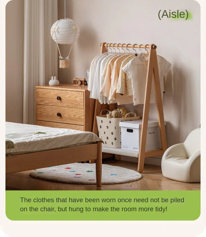 Beech Solid Wood Kids Wardrobe