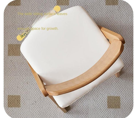 Beech Solid Wood Kids Adjustable Study Chair Green Leaves Ergonomic Learning Chair with Cushion & Pedal