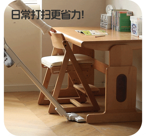 Beech Solid Wood Kids Adjustable Study Chair Green Leaves Ergonomic Learning Chair with Cushion & Pedal