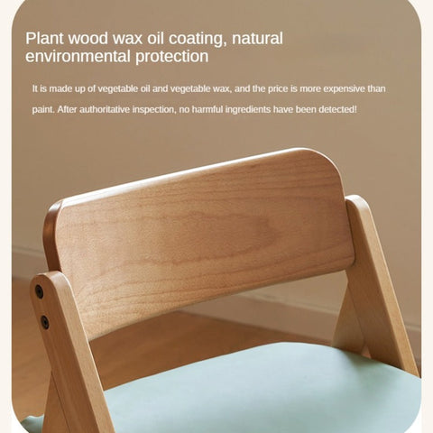 Beech Solid Wood Kids Adjustable Study Chair Green Leaves Ergonomic Learning Chair with Cushion & Pedal