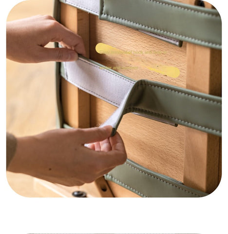 Beech Solid Wood Kids Adjustable Study Chair Green Leaves Ergonomic Learning Chair with Cushion & Pedal