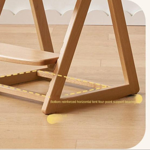 Beech Solid Wood Kids Adjustable Study Chair Green Leaves Ergonomic Learning Chair with Cushion & Pedal