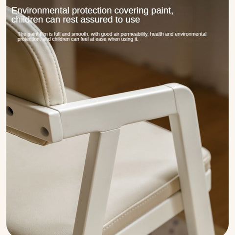 Birch Solid Wood Cream Adjustable Children Learning Chair Ergonomic Lift Writing Desk Seat
