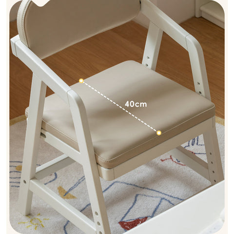 Birch Solid Wood Cream Adjustable Children Learning Chair Ergonomic Lift Writing Desk Seat