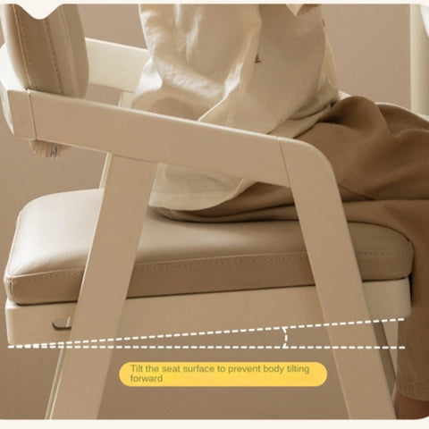 Birch Solid Wood Cream Adjustable Children Learning Chair Ergonomic Lift Writing Desk Seat
