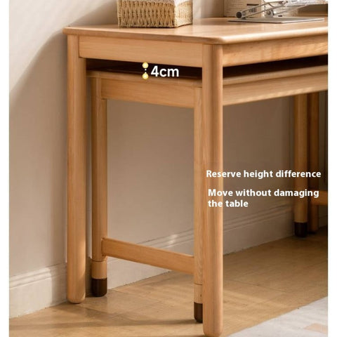 Beech Solid Wood Childrens Learning Desk Natural Finish Adjustable Height Writing Table for Kids