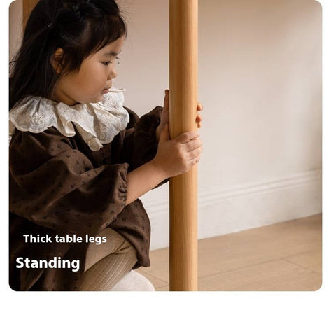 Beech Solid Wood Childrens Learning Desk Natural Finish Adjustable Height Writing Table for Kids