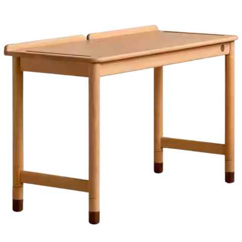 Beech Solid Wood Childrens Learning Desk Natural Finish Adjustable Height Writing Table for Kids