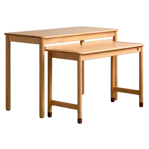 Beech Solid Wood Childrens Learning Desk Natural Finish Adjustable Height Writing Table for Kids