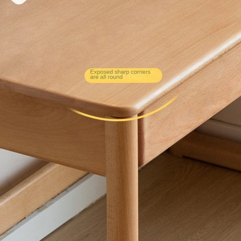 Beech Solid Wood Childrens Desk Natural Finish with Double Drawers for Study & Writing