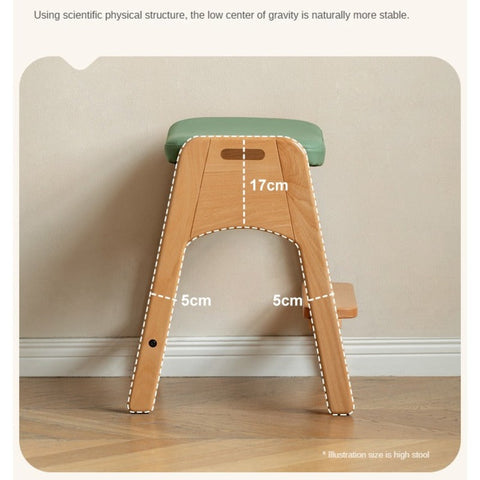 Beech Solid Wood Adjustable Children Study Chair with Leather Seat & Stackable Design in Olive Green Milky White Lemon Yellow